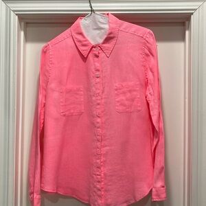 Flamingo pink linen blouse, worn 1x